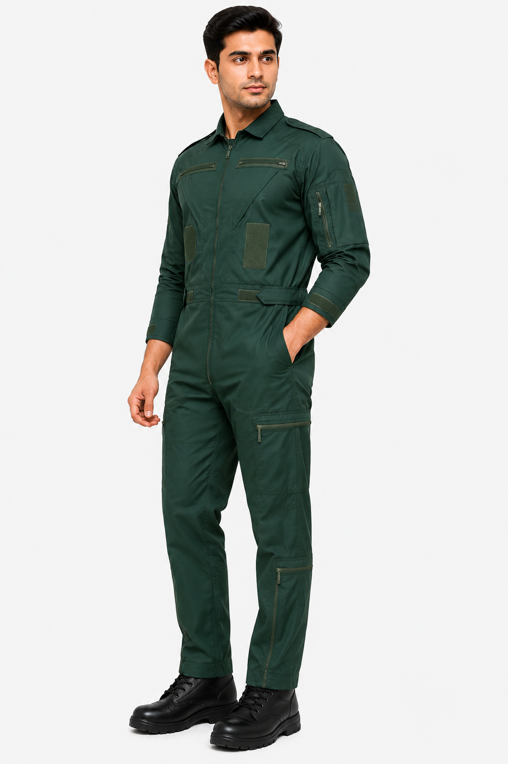 FRONT VIEW OF IAF Overall Dark Green Military Viscose FRONT VIEW OF IAF Overall Dark Green Military Viscose