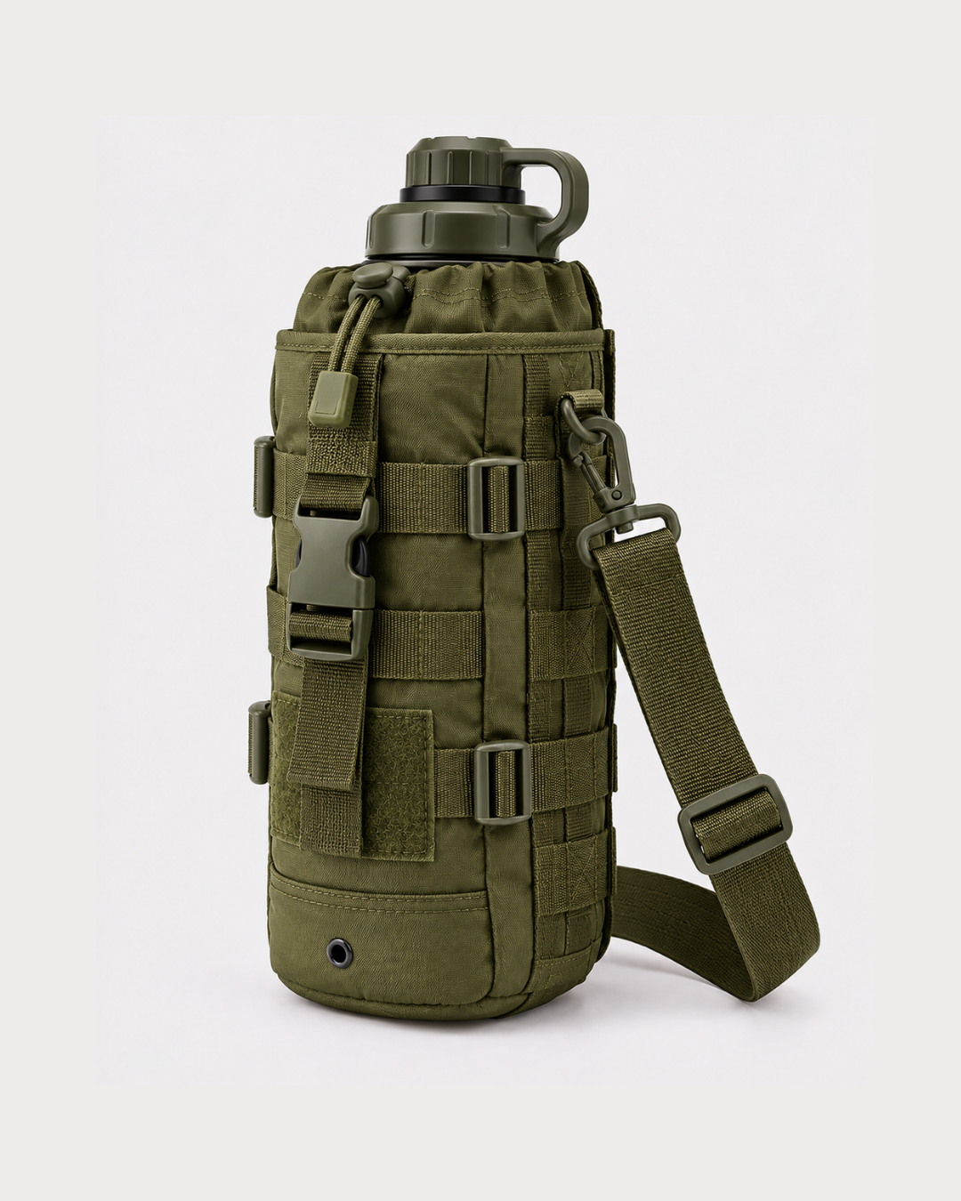 Heavy Duty Tactical Military Water Bottle Carrier with Adjustable Shoulder Strap & MOLLE Webbing – Olive Green Heavy Duty Tactical Military Water Bottle Carrier with Adjustable Shoulder Strap & MOLLE Webbing – Olive Green